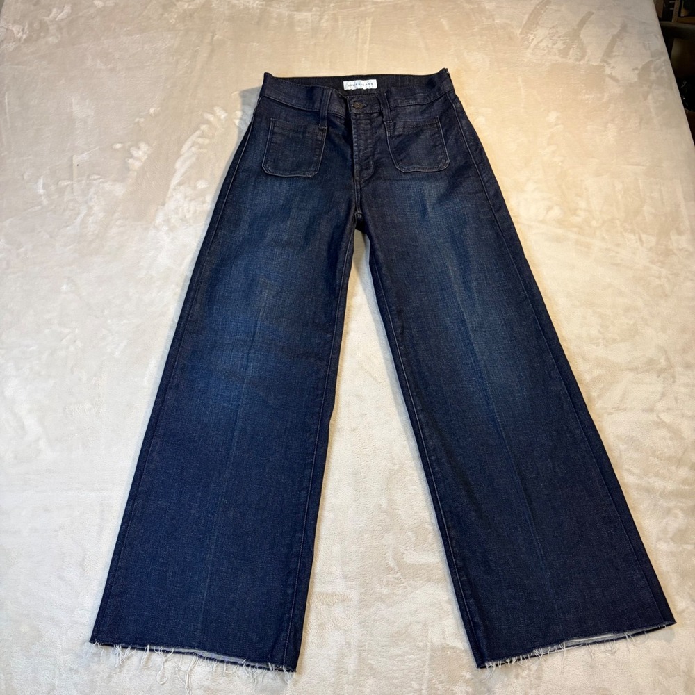 James Jeans Womens Size 28 Wide Leg Raw Hem High Rise Indigo Denim Blue
